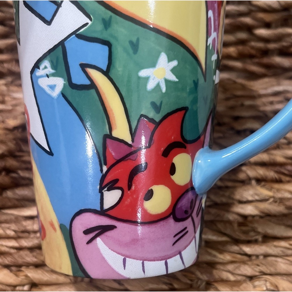 Vintage Disney Store Alice in Wonderland Abstract Tall Coffee Tea Mug Cup 6.5" - Picture 6 of 7